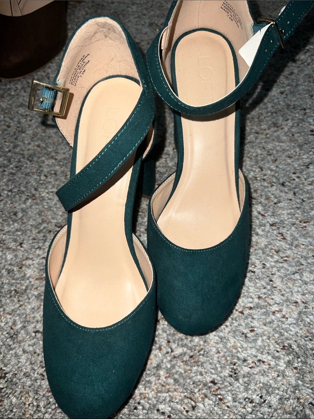 LOFT Teal Green Suede Ankle-Strap Pumps